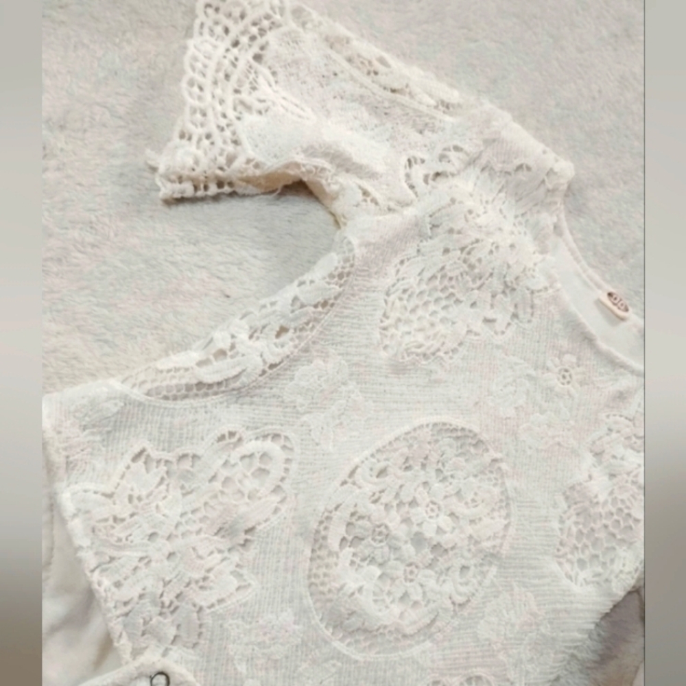 White Floral Lace Onesie
